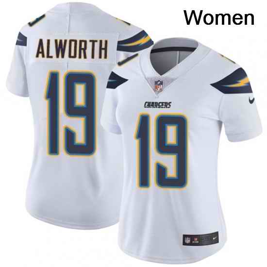 Womens Nike Los Angeles Chargers 19 Lance Alworth White Vapor Untouchable Limited Player NFL Jersey